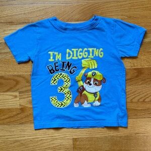 Paw Patrol Birthday Boy 3 Shirt - Rubble 3T